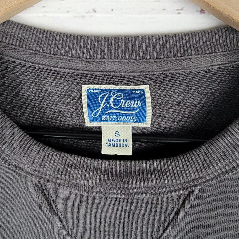 J.Crew Sweatshirt Mens Sz S Gray Garment-Dyed French Terry Crewneck Pullover